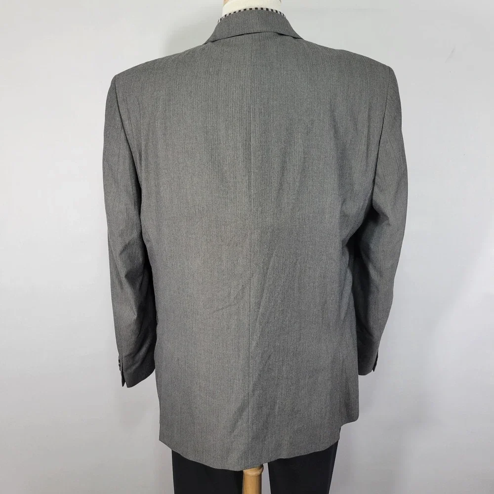 Joseph Abboud Men's Sport Coat Blazer Two Button Gray Herringbone Poly Blend 44L